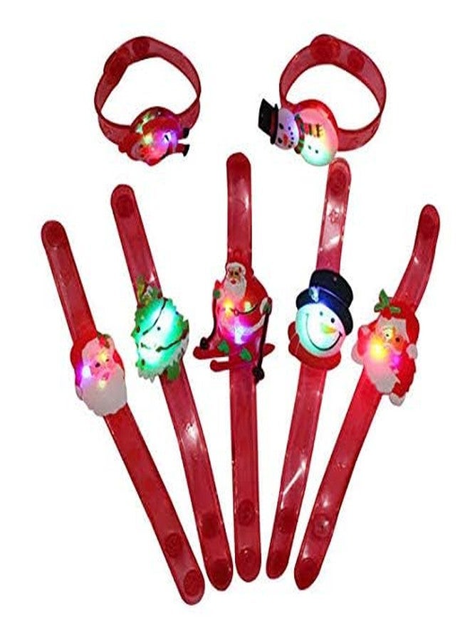 Partunay 5 Pcs Kids Led Christmas Bracelets Wristband Christmas Snap Bracelet Party Favors Santa Claus Snowman Reindeer Bear Christmas Decorations for Girls and Boys Christmas Gift For Kids - Image 3